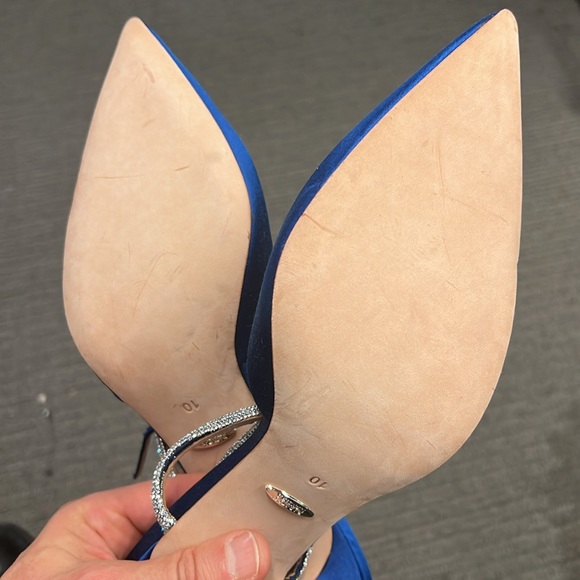 Badgley Mischka royal blue satin evening shoe with crystal straps. - Picture 4 of 4